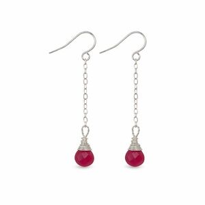 HK1732 S925 Ruby Dangle Earrings